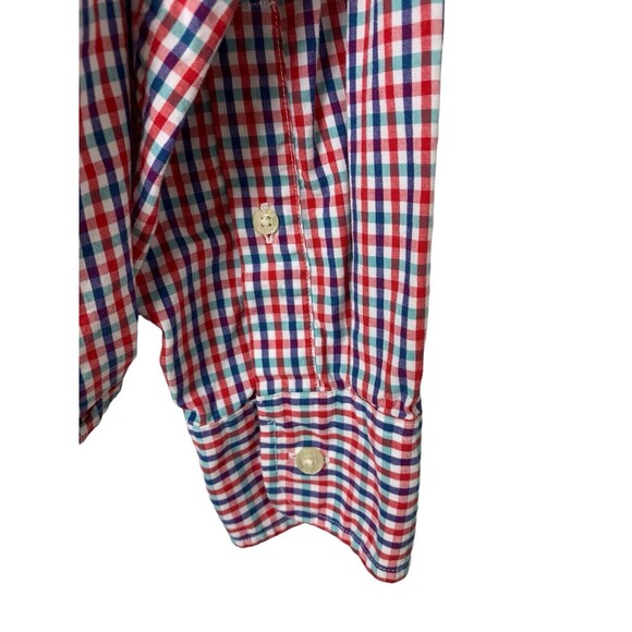 Tailored by J.Crew Slim Fit Casual Button Down Shirt Men's Med Red Blue Plaid - Picture 5 of 10
